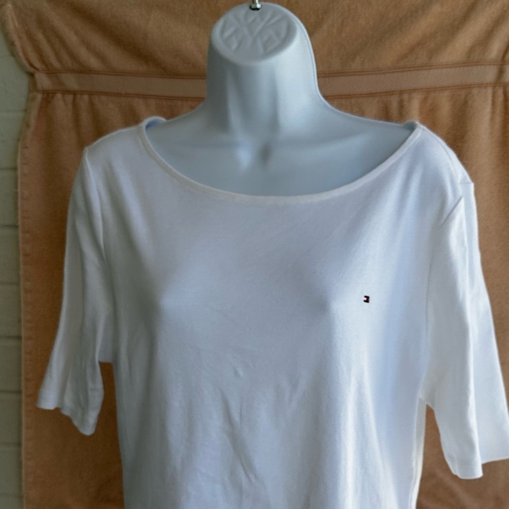 Tommy Hilfiger Solid Crewneck Favorite White Short Sleeve T-Shirt Size XL
